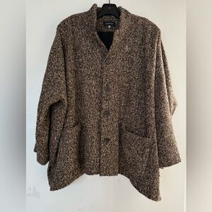 Eskandar Jacket Tweed 1 Lined Wool Blend Brown Black Oversized Lagenlook Boxy